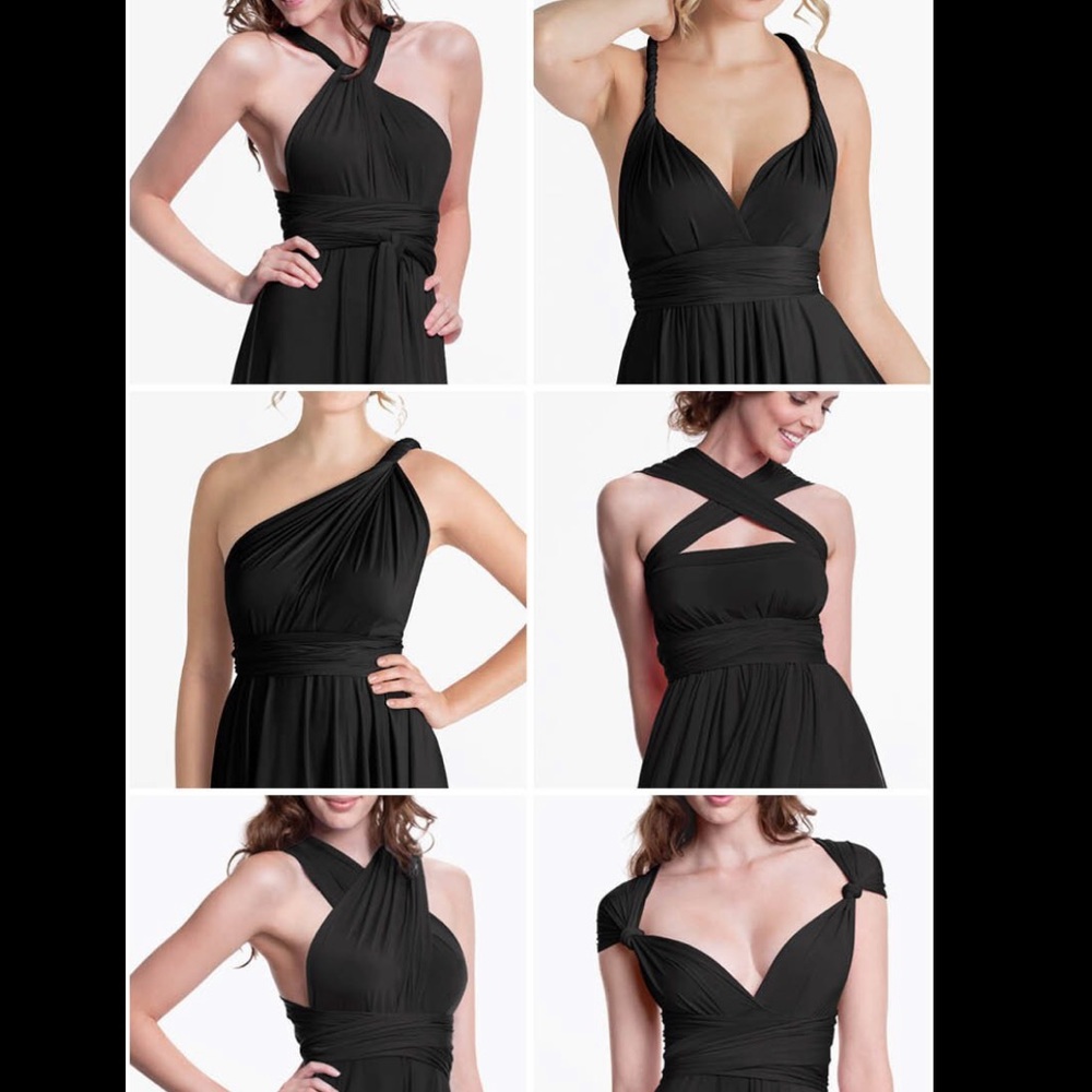 Convertible maxi wrap dress bridesmaid black
